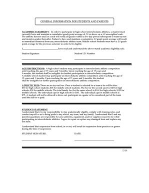 Pasco County Athletic Participation Form