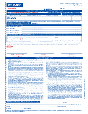 Systematic Withdrawal Plan Application Form