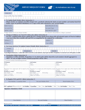 Sundaram Mutual Fund Service Request Form