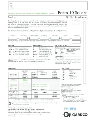 Philips Gardco Form 10 Square Luminaire Order Form