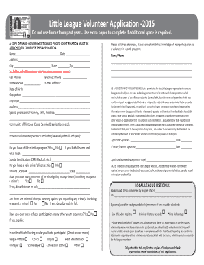 Little League Volunteer Application