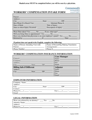 Workers’ Compensation Intake Form