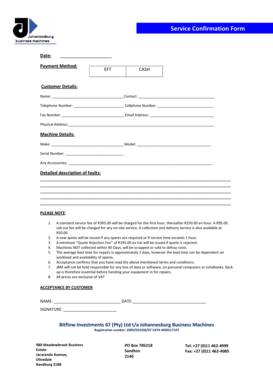 Service Confirmation Form