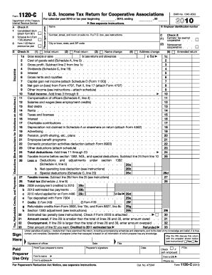 Form 1120-C US Income Tax Return for Cooperative Associations