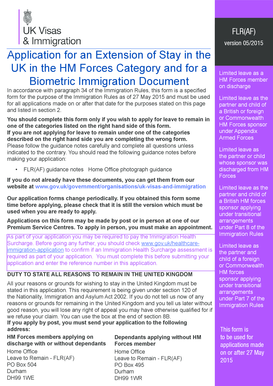 UK HM Forces Extension of Stay Application Form