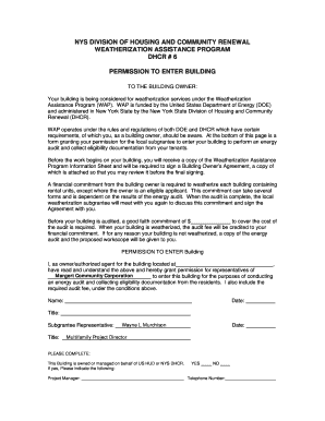 Weatherization Assistance Program Permission to Enter Building