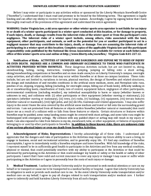 Snowflex Assumption of Risks and Participation Agreement