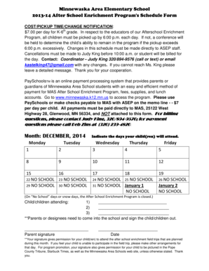 201314 After School Enrichment Program 's Schedule Form - minnewaska k12 mn