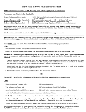 CUNY Residency Form