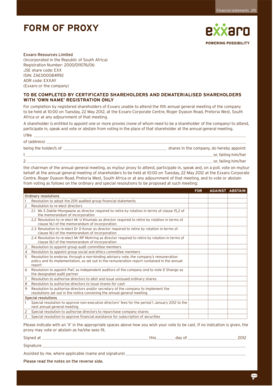Exxaro Resources Proxy Form