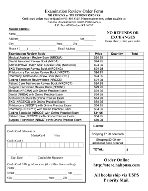 Examination Review Order Form
