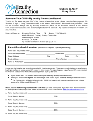 Newborn to Age 11 Proxy Form