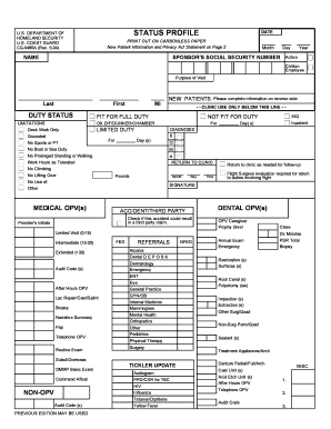 US Coast Guard New Patient Information Form