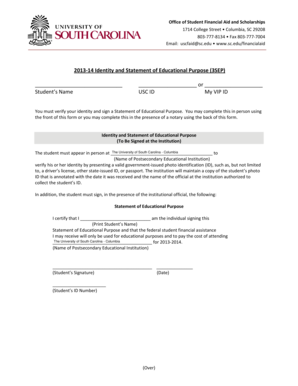 2013-14 Identity and Statement of Educational Purpose (3SEP)