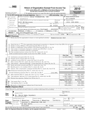 Form 990 Return of Organization Exempt From Income Tax 2010