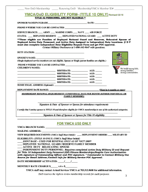 YMCA DoD Membership Eligibility Form