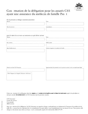 Confirmation de la délégation pour les assurés CSS Assurance