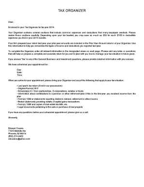2014 Tax Organizer Form