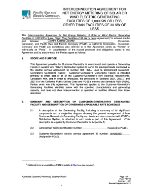 Interconnection Agreement for Net Energy Metering