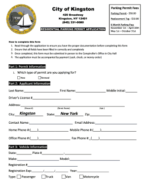 Residential Parking Permit Application