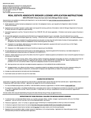 Michigan Real Estate Associate Broker License Application