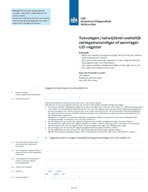 UZI-register Formulier wettelijk vertegenwoordiger