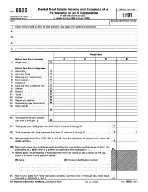 Form 8825 Rental Real Estate Income and Expenses