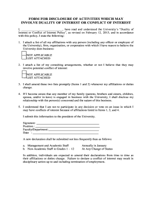 Conflict of Interest Disclosure Form