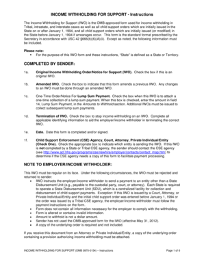 Income Withholding for Support Form