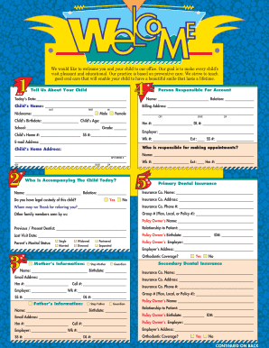 Pediatric Dental Patient Information Form