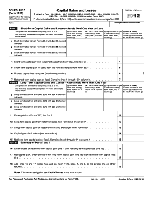 Schedule D Form 1120 Capital Gains and Losses