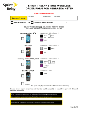 Sprint Relay Nebraska NSTEP Order Form