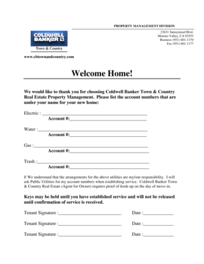 Property Management Utility Setup Form