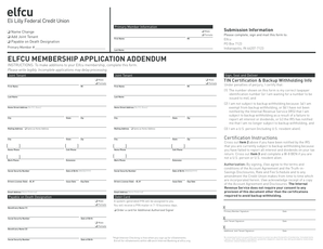 ELFCU Membership Application Addendum