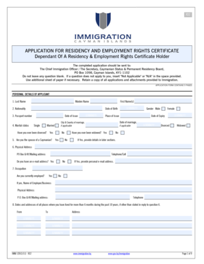 R32 APPLICATION FOR RESIDENCY AND EMPLOYMENT RIGHTS CERTIFICATE Dependant Of A Residency &amp