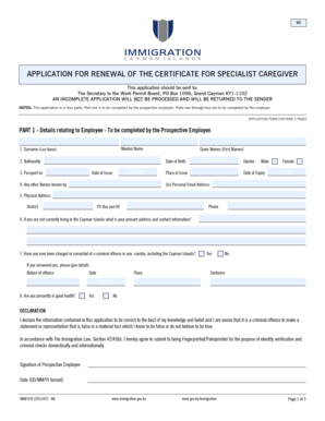 W6 - Specialist Caregivers Renewal Certificate Form - Cayman bb