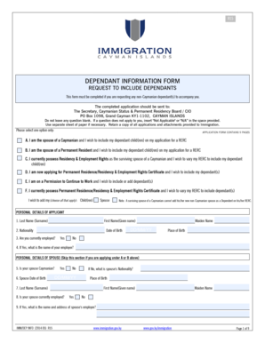 Dependant information bformb - Cayman Islands Immigration Department