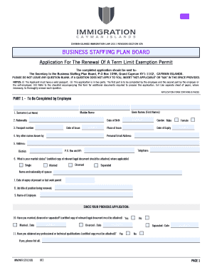 BT3 - BSP - Term Limit Exemption Renewal bFormb - Cayman Islands bb