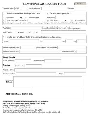 Seattle Times Windermere Ad Request Form