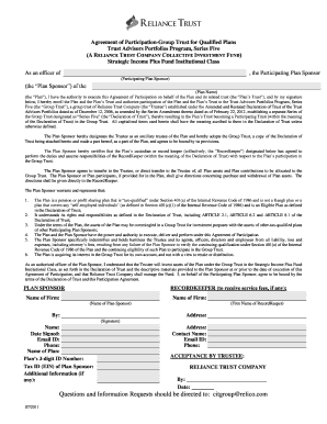 Agreement of Participation-Group Trust for Qualified Plans