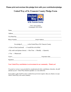 United Way Pledge Form