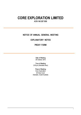 Core Exploration Annual General Meeting Proxy Form
