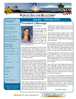 SPECIAL POINTS OF INTEREST: Welcome New Members - hawaiiislandrealtors