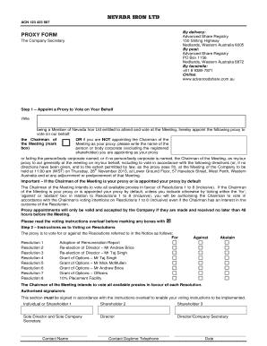 Nevada Iron Ltd Proxy Form