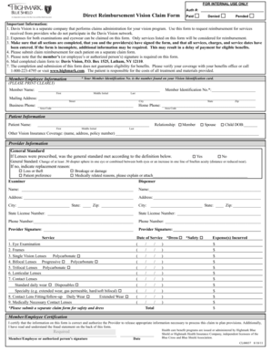 Davis Vision Reimbursement Claim Form