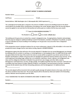 Apartment Security Deposit Agreement