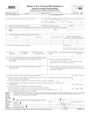 Form 8865 Certain Foreign Partnerships 2009