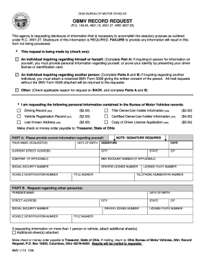 Ohio BMV Record Request Form