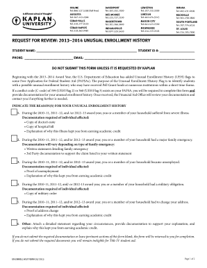 Unusual Enrollment History Form