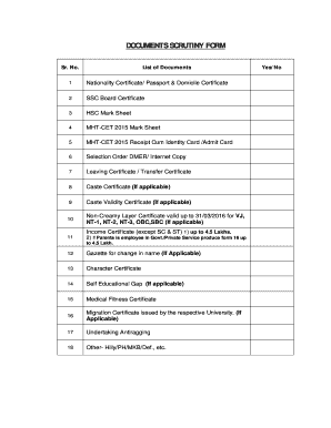 Documents Scrutiny Form